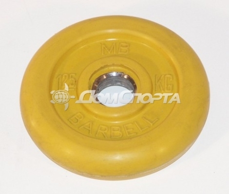 Диск обрезиненный, жёлтый, 26 мм, 0,5 кг MB Barbell MB-PltC26-0,5