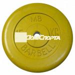 Диск обрезиненный, жёлтый, 26 мм, 15 кг MB Barbell MB-PltC26-15