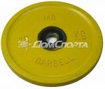 Диск обрезиненный, евро-классик, жёлтый, 15 кг MB Barbell MB-PltCE-15