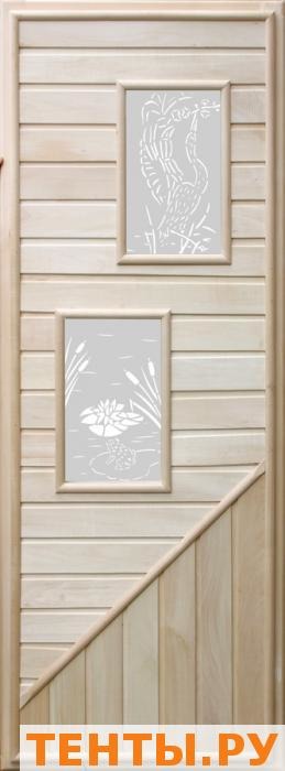 Дверь деревянная с двумя стёклами