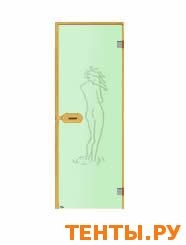 Дверь Harvia STG 8x19 сосна/зеленая Женская фигура