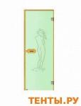 Дверь Harvia STG 8x19 ольха/зеленая Женская фигура