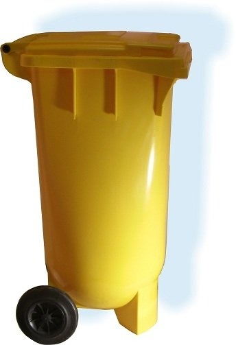 Бак для медицинских отходов жёлтый на колесах 120 л