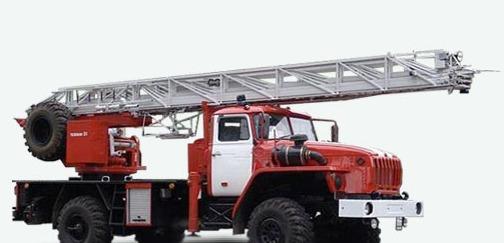 Автолестница пожарная АЛ-30 на двухосном полноприводном шасси Урал-43206
