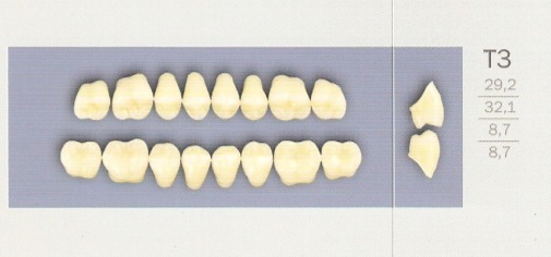 Зубы акриловые фимы «PoliDent». Зубы искусственные гарнитурные трехслойные акриловые.