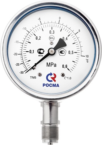 Манометр аммиачный коррозионостойкий ТМ 521Р- NH3 /0- 10атм/ М20/1,5. 1,0 Манометр аммиачный коррозионостойкий ТМ 521Р- NH3 /0- 10атм/ М20/1,5. 1,0