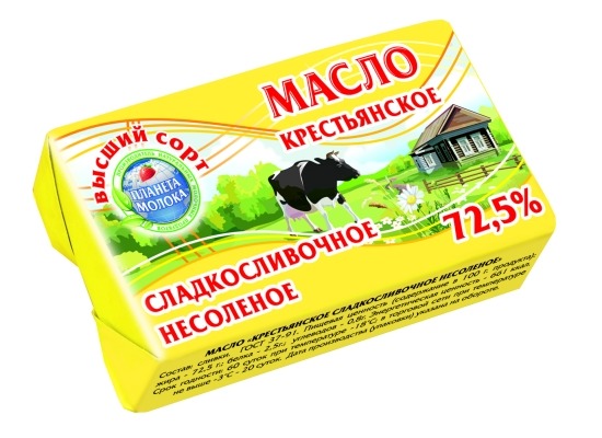 Масло сливочное Крестьянское 72,5% фольга