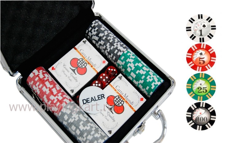 Покерный набор на 100 фишек с номиналом ГД4-100