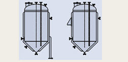 Емкости вертикальные с нижним коническим и верхним эллиптическим днищами с рубашкой, ВКЭ