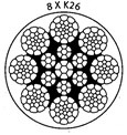 Канат с 8-ю прядями и пластиковым слоем между стальным сердечником и внешними прядями HD8K PPI