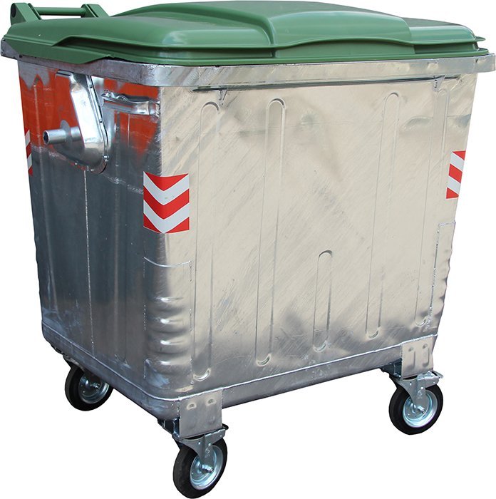 Оцинкованный контейнер для мусора с пластиковой крышкой 1100 л.