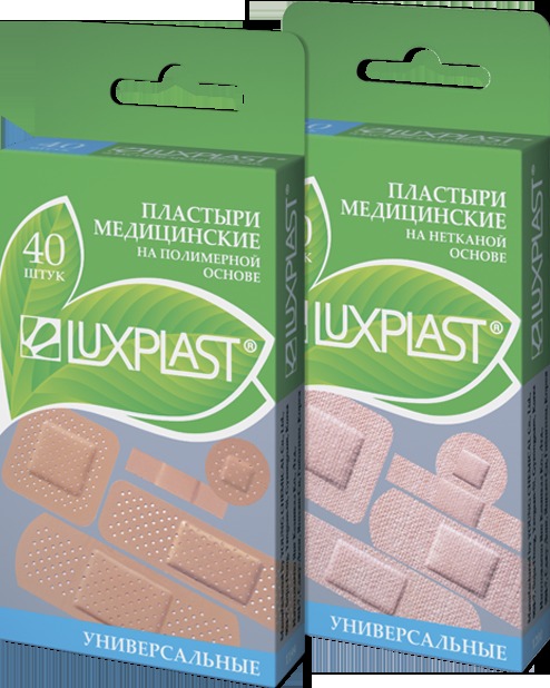 Пластыри LUXPLAST набор УНИВЕРСАЛЬНЫЕ на полимер./неткан. основе телесные (ассорти) 40 шт.