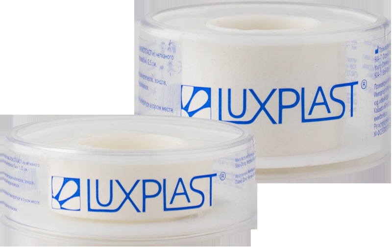 Пластырь LUXPLAST в катушке на нетканой основе белый 5м х 1,25см/5м х 2,5см