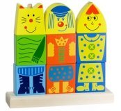 Пирамидка деревянная «Кот в сапогах», окрашенная с печатью, 9 деталей