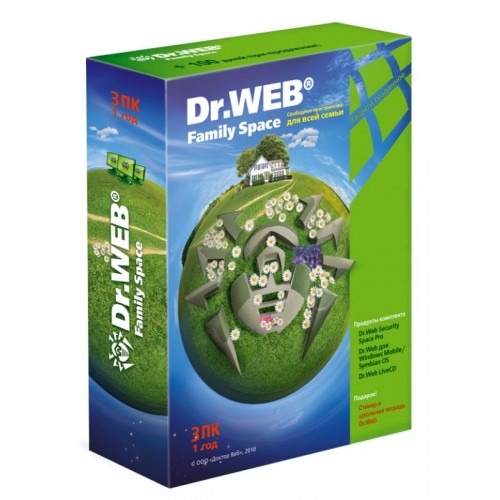Антивирус Dr.Web Family Space (ограниченная серия) 3ПК 1 год Доктор Веб