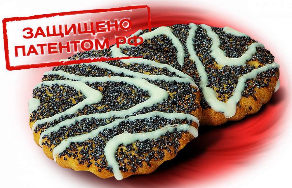 Печенье сахарное «Русский десерт» с маком, декорированное белой кондитерской глазурью