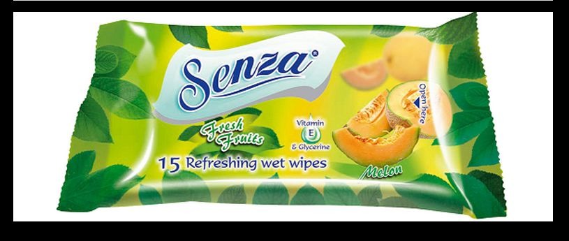 Влажные салфетки. SENZA (Сенза). Свежесть фруктов. Дыня