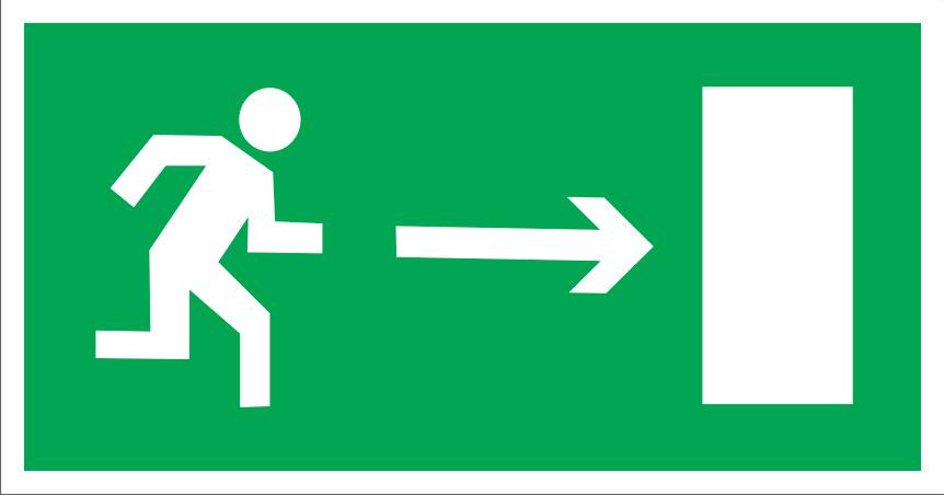 Эвакуационный знак, код E 03 Направление к эвакуационному выходу направо