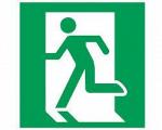 Эвакуационный знак, код Е 01-01 Выход здесь (левосторонний