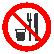 Запрещающий знак, код P 30 запрещается принимать пищу
