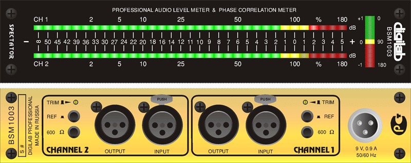 Профессиональный двухканальный измеритель уровня аудио сигнала BSM-1003