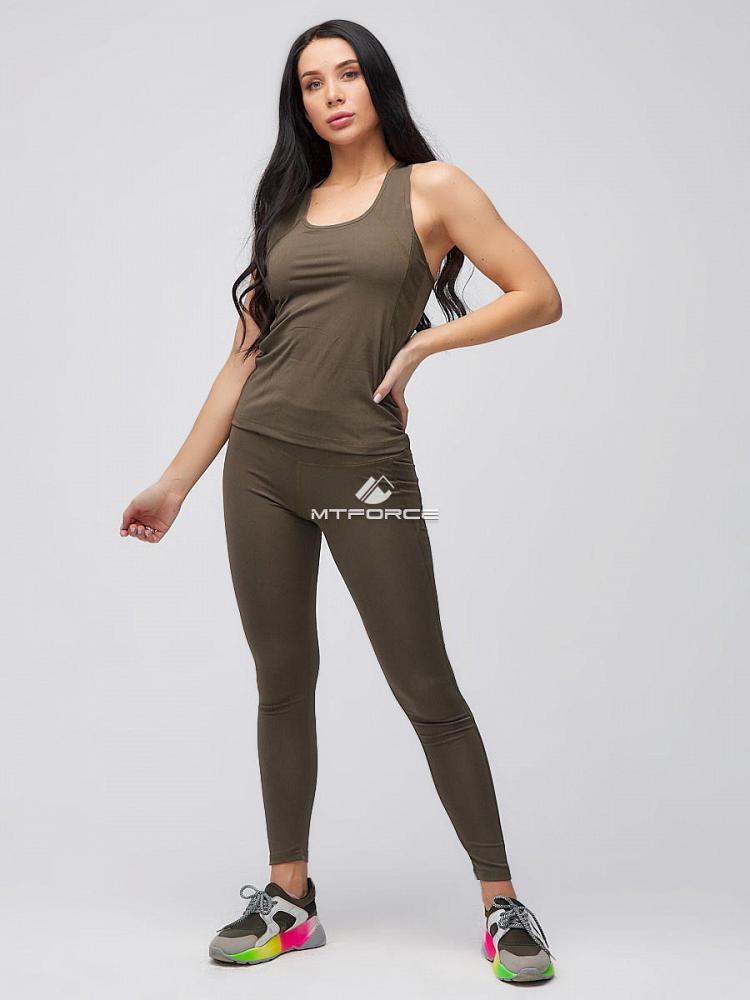 Женский спортивный костюм для фитнеса цвета хаки 21104Kh