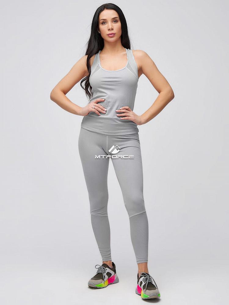 Женский спортивный костюм для фитнеса серого цвета 21106Sr