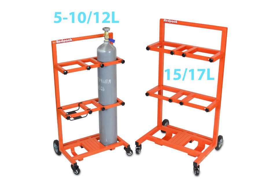 Передвижной лабораторный стенд-тележка для двух газовых баллонов 5-10 литров 