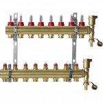 Комплект коллекторов Danfoss FHF-8F set с расходомерами кронштейнами и воздухоотводчиками 8 контуров