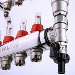 Valtec Коллекторный блок из нержавеющей стали с регулировочными клапанами и расходомерами 1quot;, 9 x 3/4quot;, «ев VTc.589.EMNX.0609