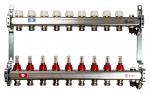 Коллектор STOUT из нержавеющей стали с расходомерами, клапаном вып. воздуха и сливом, 9 выходов SMS-0927-000009
